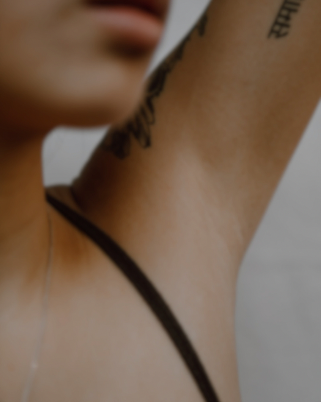Three women in neutral underwear, editorial study of real skin