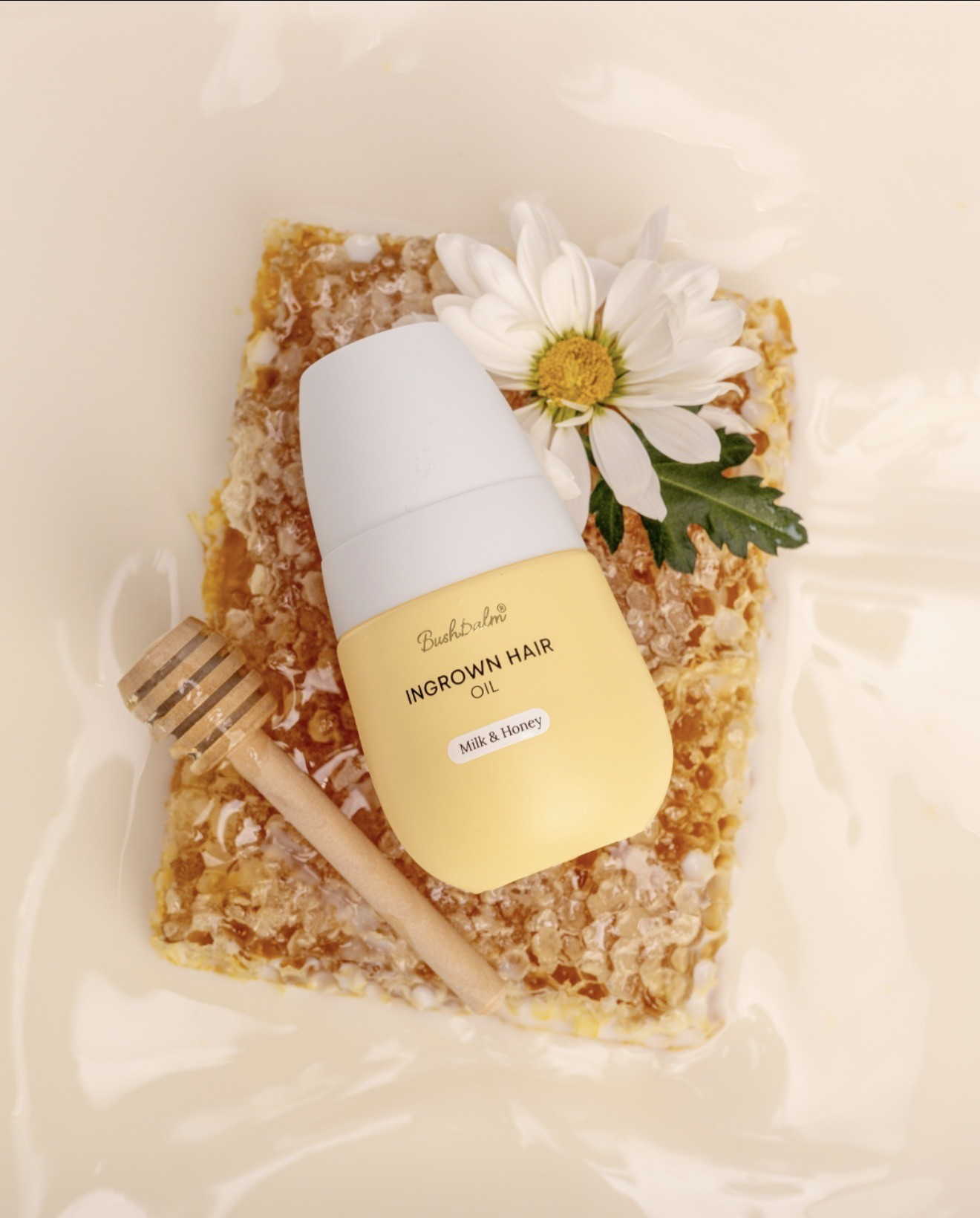 Curated retail aftercare products on a soft neutral surface